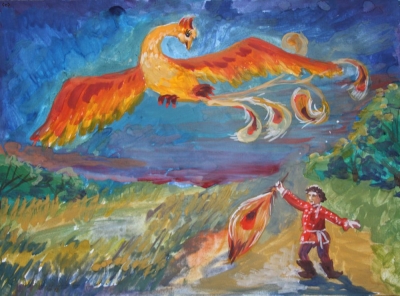 Карлова Полина, 13 лет, П.Ершов, иллюстрация к сказке "Конёк -горбунок"