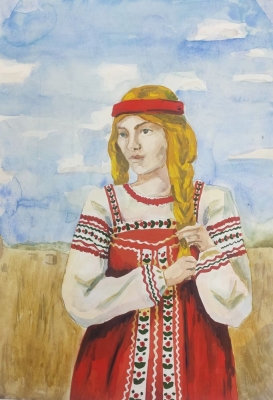 Зарытовская Ольга, 16 лет, "Россияночка", бумага, акварель.