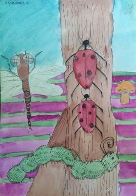 Абрашкин Артём, 10 лет, «Насекомые в лесу», бумага, акварель, номинация: «Защита леса и лесовосстановление».