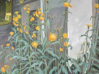 Лебедев В.И.,1951 г.,г. Орёл, Жёлтые цветы,2014г.,х.,м..раэм.60х80см