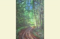 Дорога в лесу, Х.М., 50Х70, 2001.