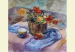 Захарова Настя, 15 лет. Натюрморт с цветами. Бумага-акварель